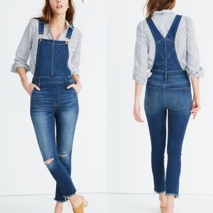 NWT Madewell Distressed Overalls Raw Hem